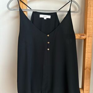 LOFT Black Camisole with Button Accents